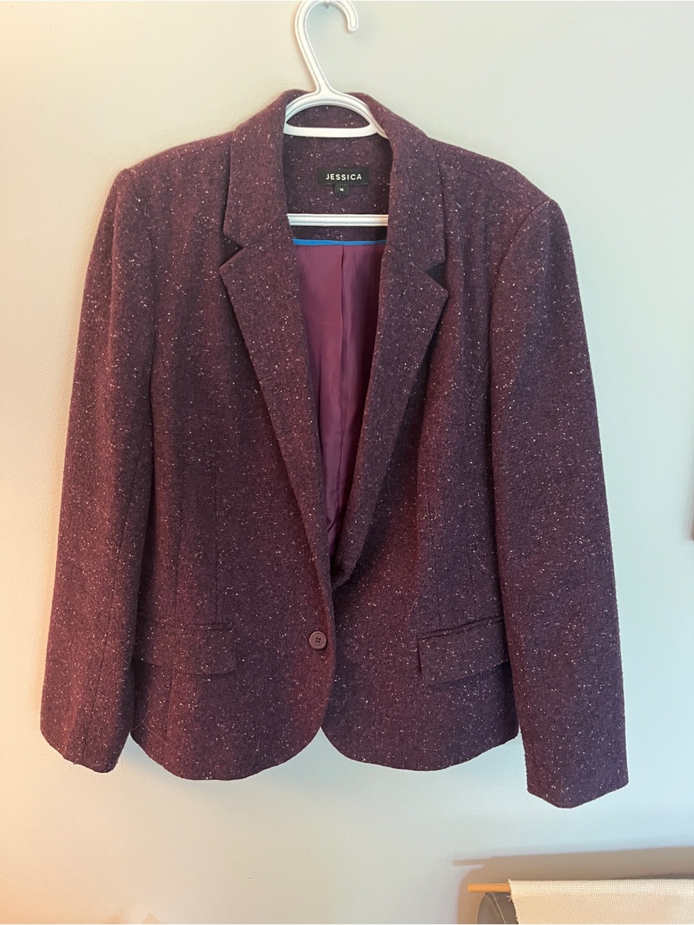 Jessica Maroon Tweed Single-Button Blazer Jacket